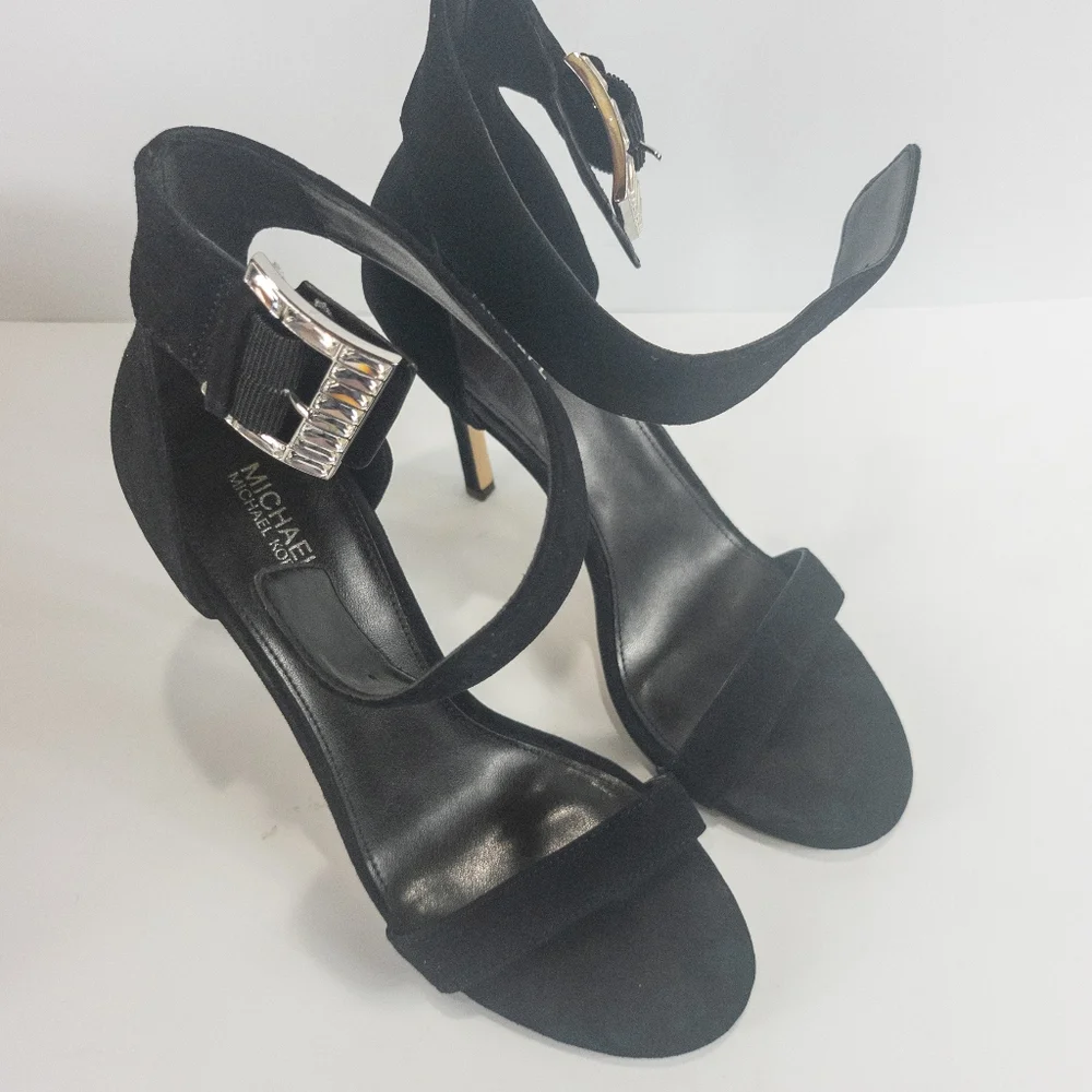Michael Kors Crystal Embellished Suede Sandal Black -8 - Picture 5 of 6
